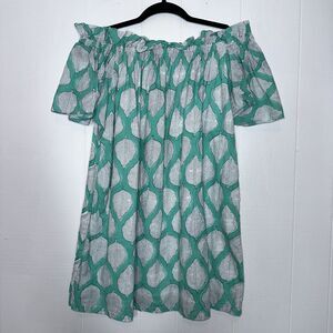 Holly Shae Designs Women’s Isabella Off Shoulder Tunic Dress Leaf Print Green S?